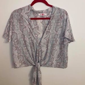 Multicolor snakeskin front tie Buddy Love top